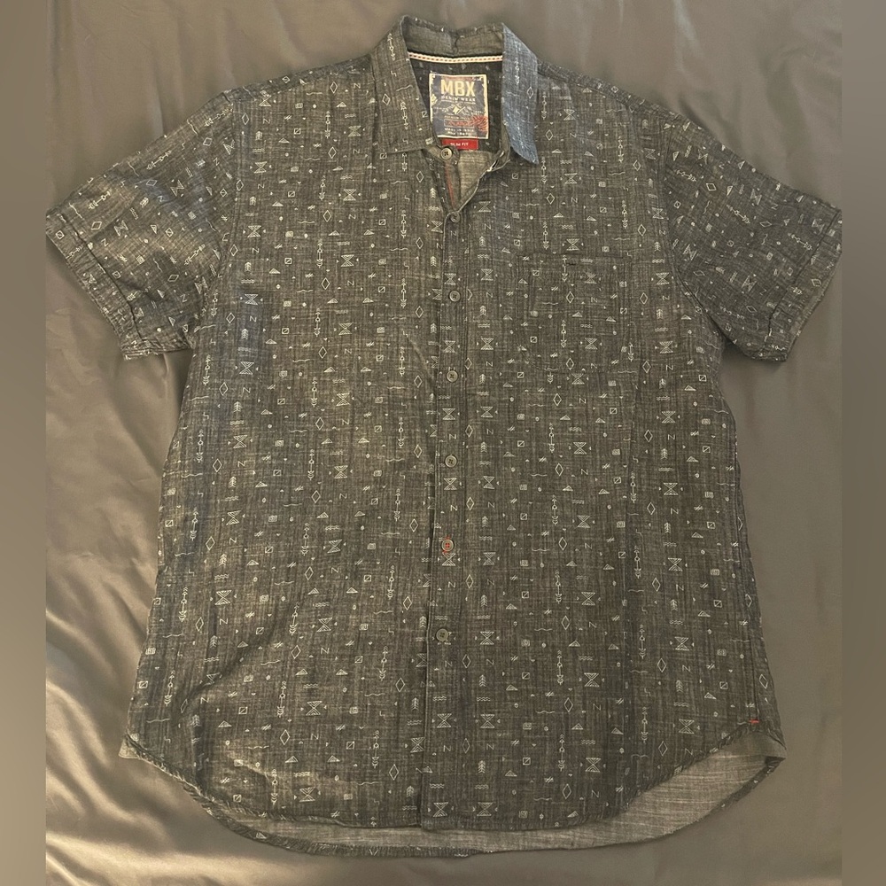 MBX Men's Denim Wear Slim Fit Buttom Up Shirt Size XL